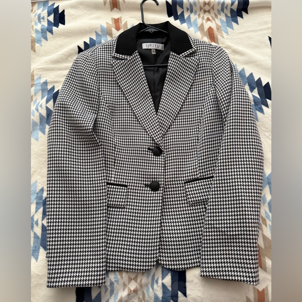 Kasper Monochrome Houndstooth Blazer